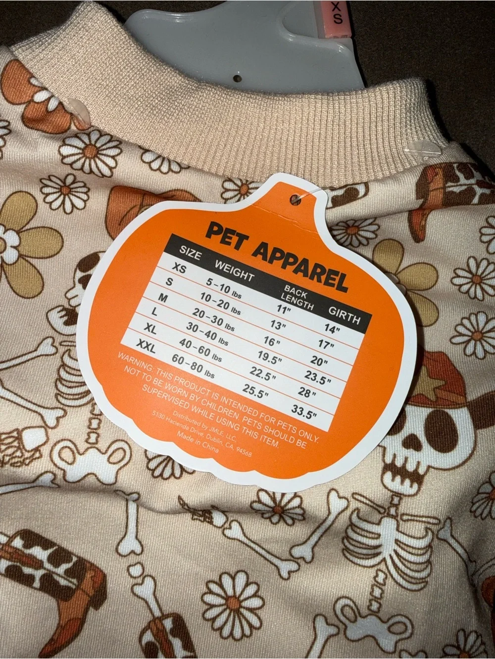 🆕 Little Paws Acres Halloween Skeleton Cowboy Dog Pajamas Size XS